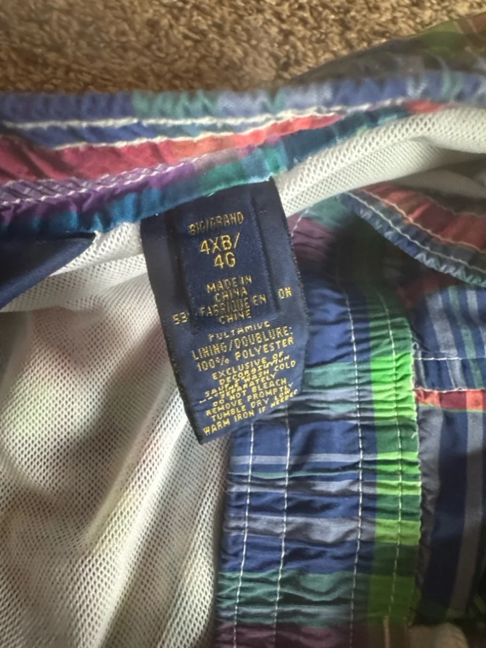 Vintage Polo Ralph Lauren multicolor plaid swim trunks Size 4XB / 4X